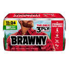 Brawny Tear-A-Square 3-Ply Paper Towels, 12 Double Rolls = 24 Regular Rolls