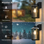 BesLowe 2-Pack Porch Lights Outdoor with UL Certified Outlet, Modern Outdoor Wall Lights Exterior Lighting Fixtures Waterproof, Exterior Wall Sconces Outside Lights for House Front Door Garage, Black
