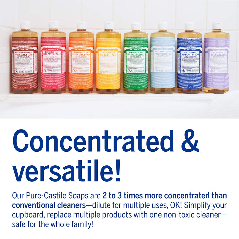 Dr. Bronner's Magic Soap-Pure-Castile Liquid Soap (Citrus, 32oz, 2-Pack)-Regenerative Organic Certified Oils, 18-in-1 Uses: Body, Hair, Laundry, Pets & Dishes, Concentrated, Vegan, Non-GMO