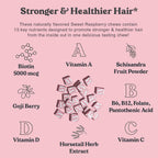 Chewsy - Beautiful Hair - Support for Stronger, Healthy Hair - with Biotin, Horsetail Extract, Goji Berry & Vitamins - Sweet Raspberry, 30-Day Supply