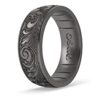 Enso Rings Signature Etched Collection - Classic Etched Silicone Rings - Comfortable and Flexible Design (Flourish - Platinum-Colored, 11)
