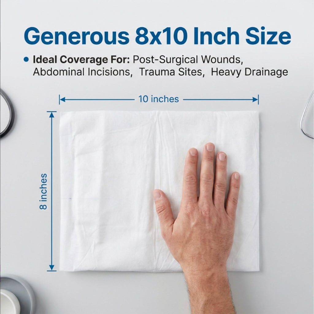 McKesson Sterile ABD Pads 8 x 10 in [24 Count] – Abdominal Pads for Wound Care, Non Stick Gauze Dressing, Surgical Absorbent Pad for Drainage and Post-Op Use