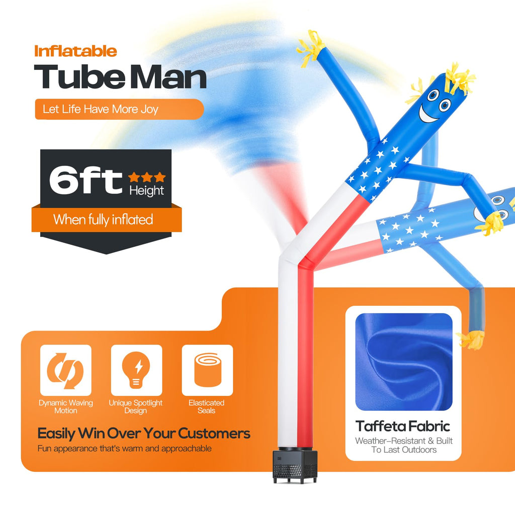 Mkevi 6ft Sky Air Puppet Dancer Inflatable Waving Tube Man with Blower - Wacky Waving Wind Flying Dancing Tube Guy for Business Promotion Stand Out Advertising