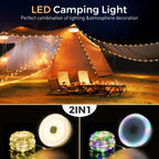 KUQIHUG Camping String Lights, Quick Storage 32.8FT Rechargeable Tent Lights with 8 Modes, Hanging Waterproof Portable LED Lamp for Outdoor Patio Awning Garden Party Camping Essentials