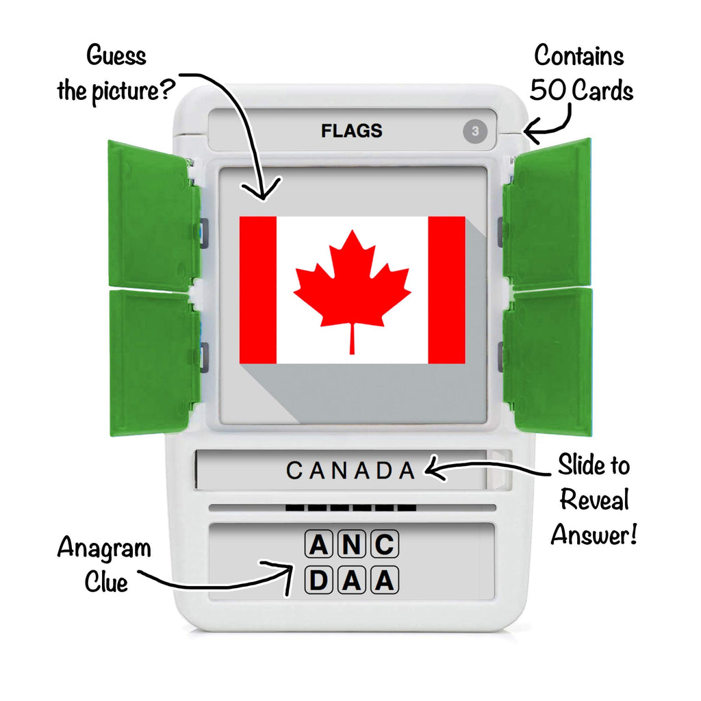100 PICS Flags of The World Travel Game - Learn 100 Country Flags | Flash Cards with Slide Reveal Case | Geography Card Game, Gift, Stocking Stuffer | for Kids and Adults | Ages 6+