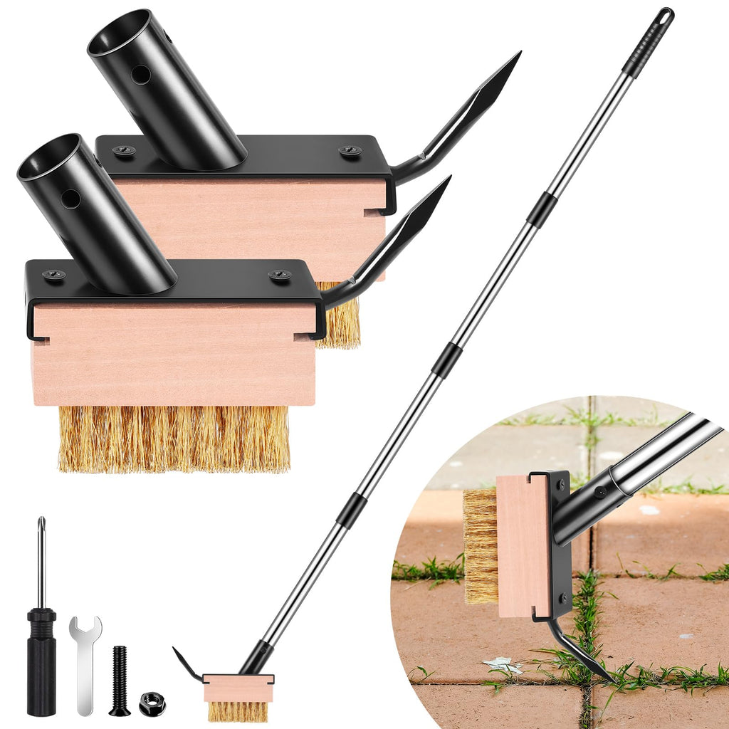 MUDEREK Crack Weeder Tool - Weed Puller Tool with 2 Heads and Scraping Hook