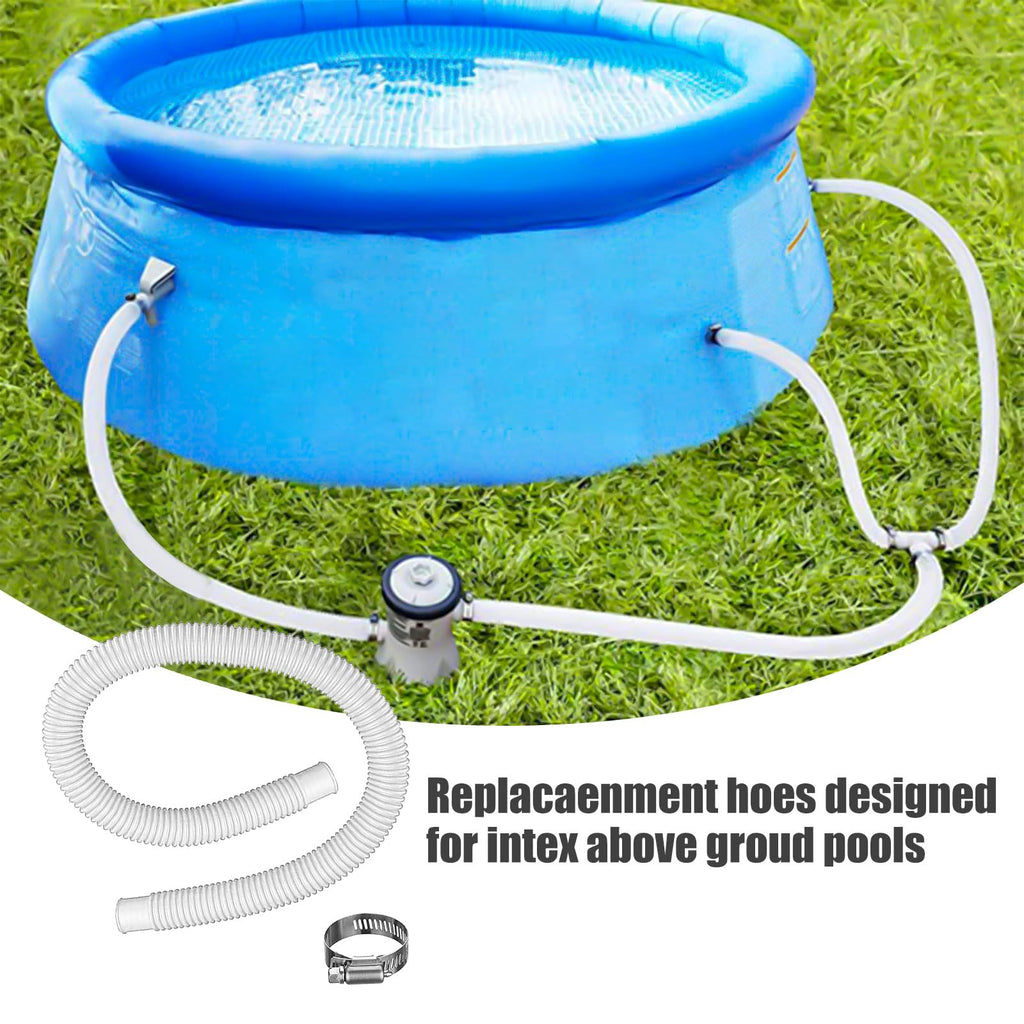 1.5” x 41” Pool Pump Replacement Hose, 2-Pack Above-Ground Pool Hoses with 4 Stainless Steel Clamps, Compatible with Intex, Coleman, Summer Waves Pool Pumps & Filters (2 PACK Blue)