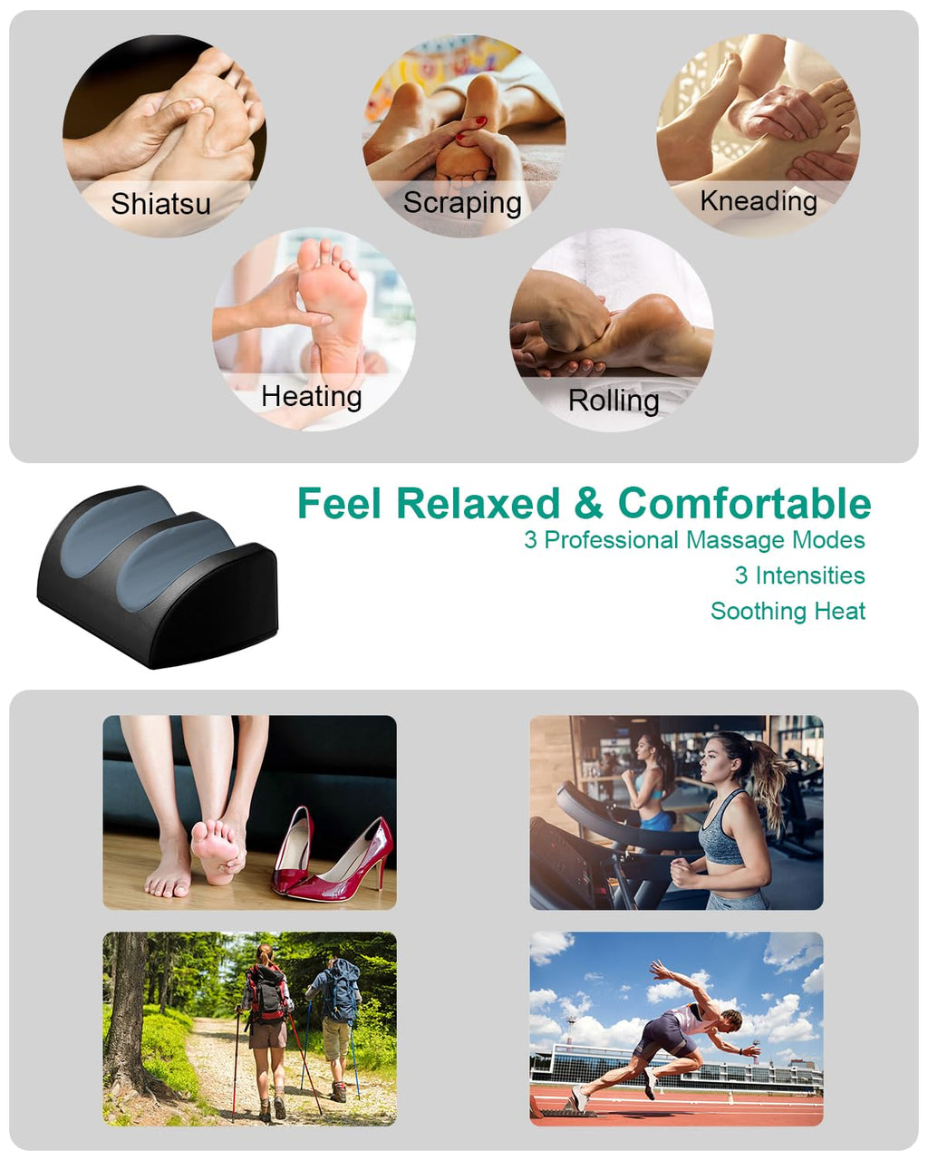 LINGTENG Foot Massager with Heat and Foot Massage, Electric Foot Massager with Cord Remote Control, Birthday Gifts for Mom and Dad (Black - Corded Electric)