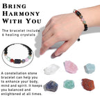 GolbalJew Crystals Gift Set, Zodiac Signs Healing Crystals Birthstones with Horoscope Box Set Astrology Crystal Bracelet Healing Stones Gifts