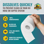 RV Toilet Paper - 12 Pack Septic Safe Toilet Paper 2-Ply Quick Dissolving Camper Tissue Paper Septic Safe to Prevent Clogs - Perfect for Automotive RVs, Septic Tank Systems, Boats, and Camping