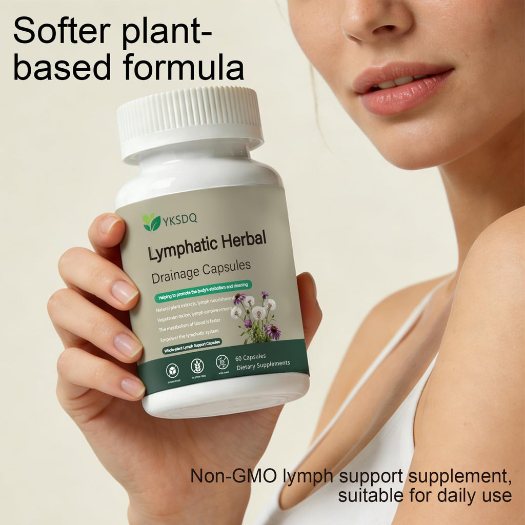 PKQLQ Lymph Drainage Capsules | Natural Detoxification Help Maintain the Healthy Fluid Balance of Both Women and Men, Promote Blood Virculation and Maintain Good Health. 60 Capsules (1)