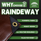 RAINDEWAY 8x8 Feet Super Heavy Duty 18 Mil Brown Poly Tarp Cover, UV Resistant, Weatherproof, Multipurpose Waterproof Poly Tarp with Grommets and Reinforced Edges