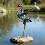 chisheen Crane Garden Statue Metal Heron Outdoor Decor Yard Art Bird Gift