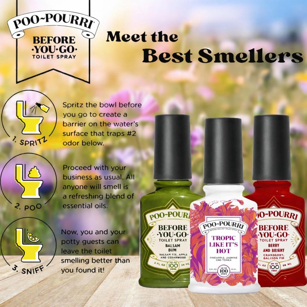Poo-Pourri Tropic Like Its Hot, Berry & Bright, and Balsam Bum 2 Ounce Set
