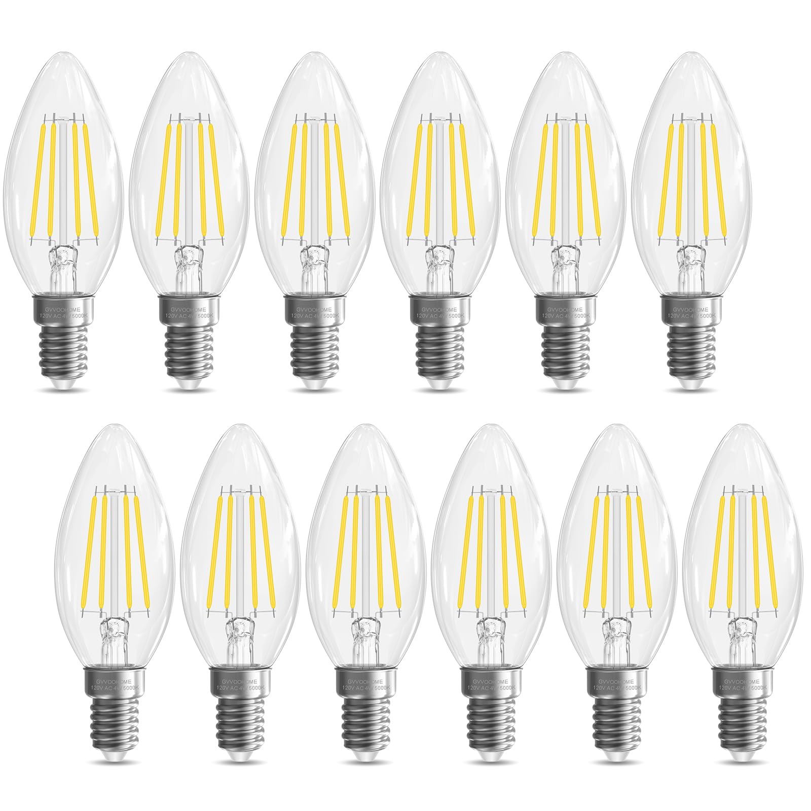 GvvooHome Candelabra Bulb, E12 LED Bulb 40 watt Equivalent, 5000K Daylight