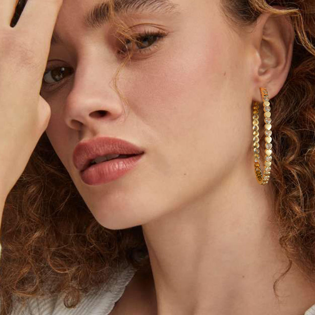 OOOPEL Gold Hoops Earrings for Women Sparkling 14k Gold Plated Rhinestone Hoop Earring for Womens Cubic Zirconia Jewelry Gift Large Hoop Earrings for Women