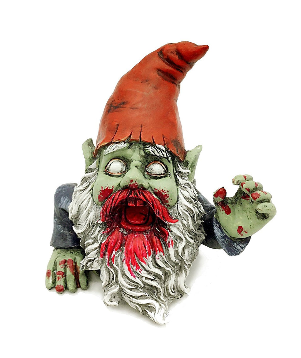 FICITI G150028 Zombie Gnome Garden Statue Sculpture, Scary Gnome, Halloween Decoration