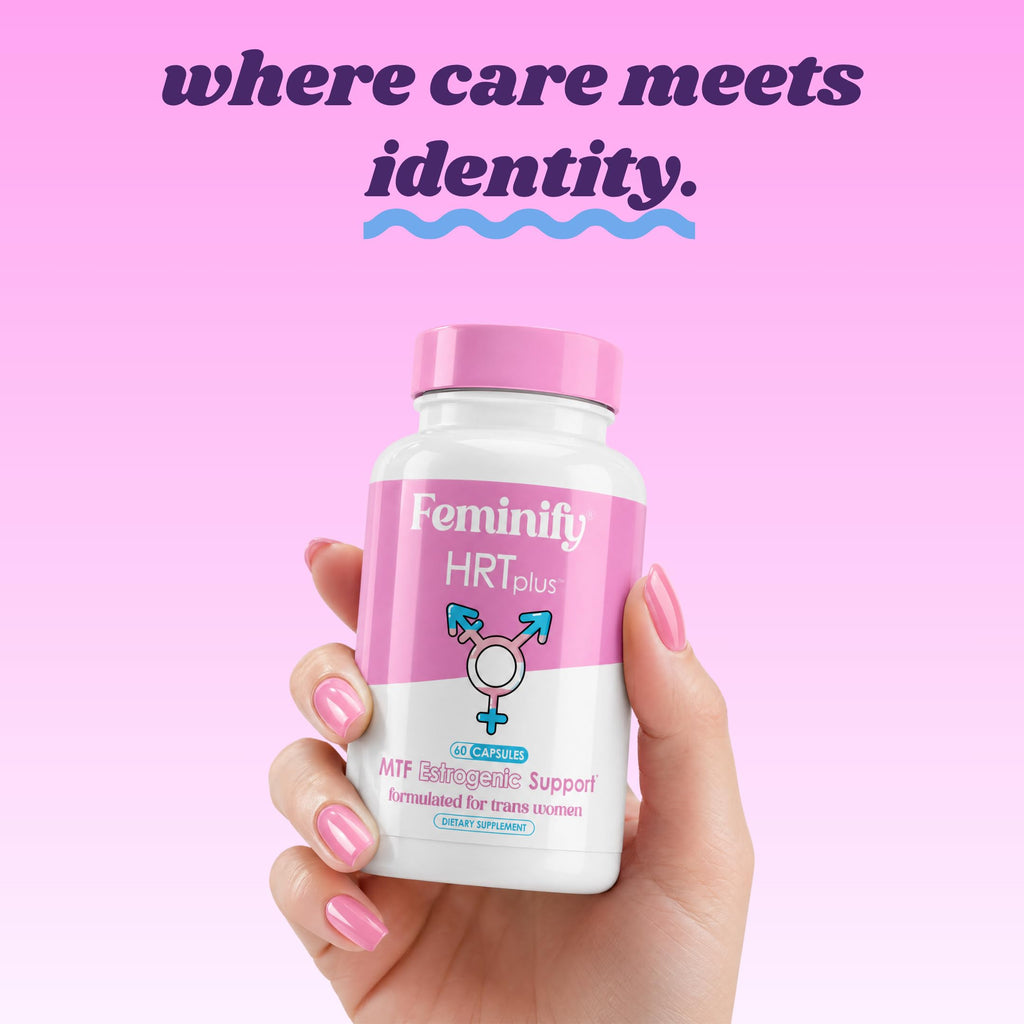 Feminify HRT+ Capsules for Estrogen - Top Bottom Curves Hair Skin Nails Femininity Enhancement - Formulated for MTF Trans Women - 60 Count