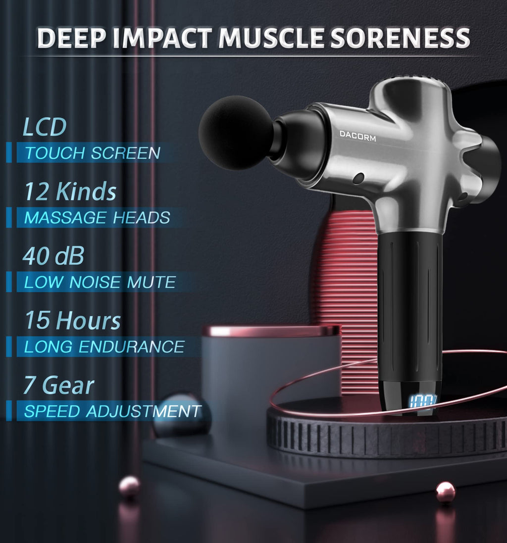 Massage Gun Deep Tissue Percussion Muscle Massage Gun for Athletes,Super Quiet Portable Electric Sport Massager,Handheld Deep Tissue Massager of Y8 Pro Max (Gray)
