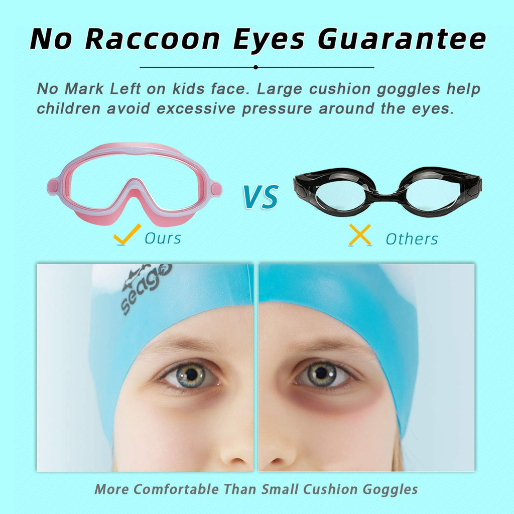Kids Goggles for Swimming 2 Pack No Leaking Anti-Fog Outer Eye Fit with Wide View UV Protection Crystal Clear Watertight Swim Goggles with nose cover Suitable for Children Youth Boys Girls Age 3 to 14