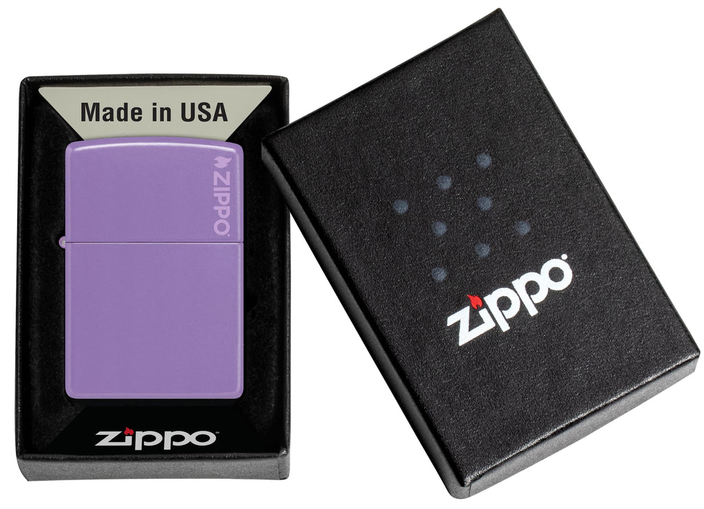 Zippo Classic Smoky Lavender Logo Pocket Lighter