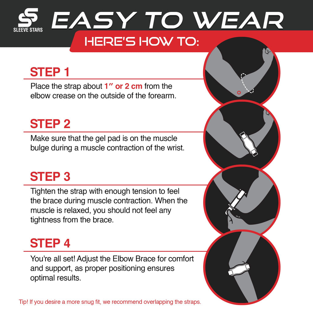 Sleeve Stars Tennis Elbow Brace for Women - Adjustable Tennis Elbow Strap, Golfers Elbow Brace for Men, Counterforce Brace for Tendonitis Relief, Fits 9"-23" (Pair/Dark Purple)