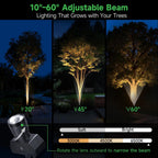 Varmtalys Solar Spot Lights Outdoor, Adjustable Angle Waterproof Landscape Spotlight, All Night LED Uplights Separate Panel, Warm & Daylight Selectable (3000k/4500k/6500k) for Tree Yard Garden 2 Pack