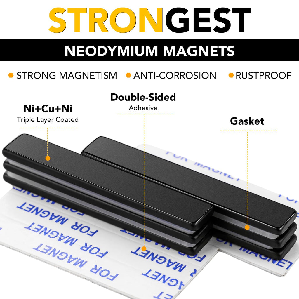 DIYMAG Strong Magnets, 12 Pack Neodymium Magnetic Strips Adhensive Backing