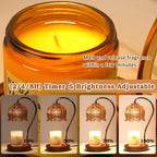 Funistree Flower Candle Warmer Lamp with Timer, Dimmable Candle Lamp Warmer, Christmas Birthday Gifts for Women Mom Her, Housewarming Home Decor, Lotus Wax Warmer for Yankee Candles - Lily Amber