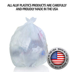 Aluf Plastics High Density Trash Bags, 12 Gallon, 1000 Count, 8 Micron (eq), 24" x 27", Clear, for Bathroom, Office, Industrial, Commercial, Janitorial, Municipal, Recycling