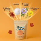 Happy Chews Saffron Gummies for Kids | Supports Mood, Calm & Focus | Saffron Extract, Passionflower, St. John’s Wort & GABA | Sugar-Free, Gluten-Free, Vegan, Non-GMO (60 Gummies)