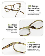 JOLISU Reading Glasses For Women - 5 Pack Stylish Readers For Womens Men Spring Hinge Eyeglasses -Blue Light Blocking Protection Frame (1.75)