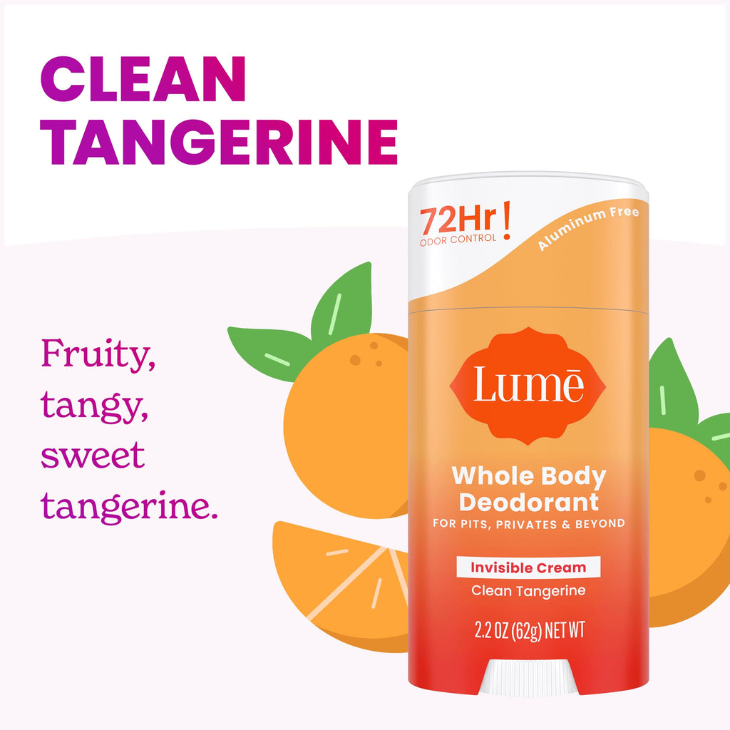 Lume Whole Body Deodorant - Solid Stick - 2.6 oz, 2 pk (Clean Tangerine)