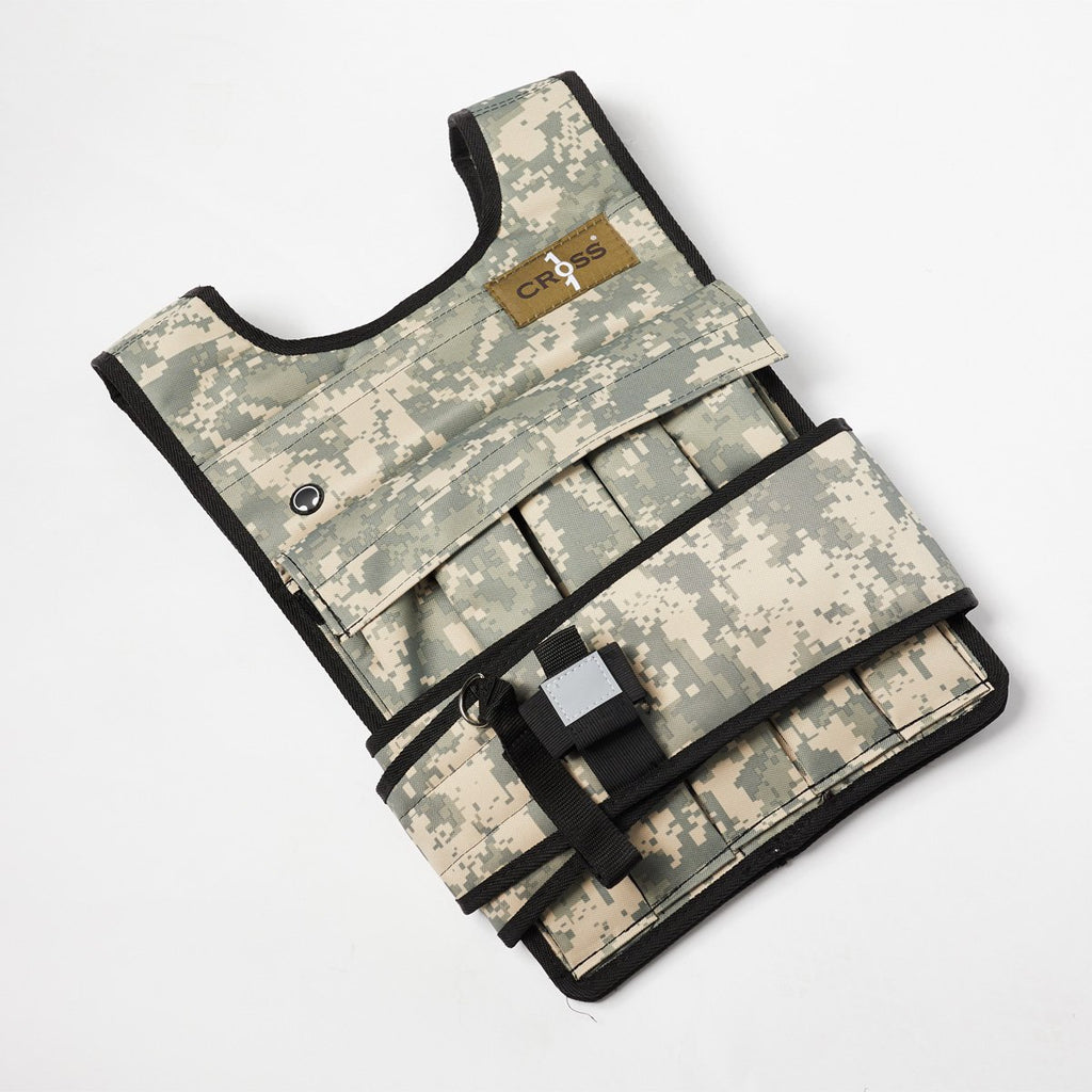 CROSS101 Adjustable Camouflage Weighted Vest with Shoulder Pads, 60 lb,Camauflage
