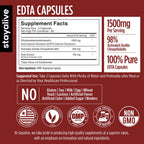 STAY ALIVE EDTA Capsules 1500mg with Zeolite 98% and Kale Extract Powder, 120 Pills, Non-GMO & Gluten Free Calcium Disodium EDTA Supplement