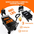 300L Wagons Carts Foldable Collapsible with Big All-Terrain Beach Wheels