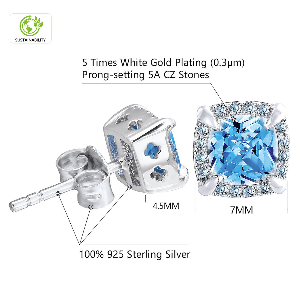 KRKC&CO Earrings for Men, Sterling Silver Mens Studs, 14K/White Gold Plated