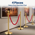 VIVOHOME Stanchions and Velvet Ropes 4PCS, Water-Fillable Base with Stainless Steel Post, 5 Feet Velvet Ropes and Posts, Crowd Control Barriers, Red Carpet Runner Poles for Party Supplies