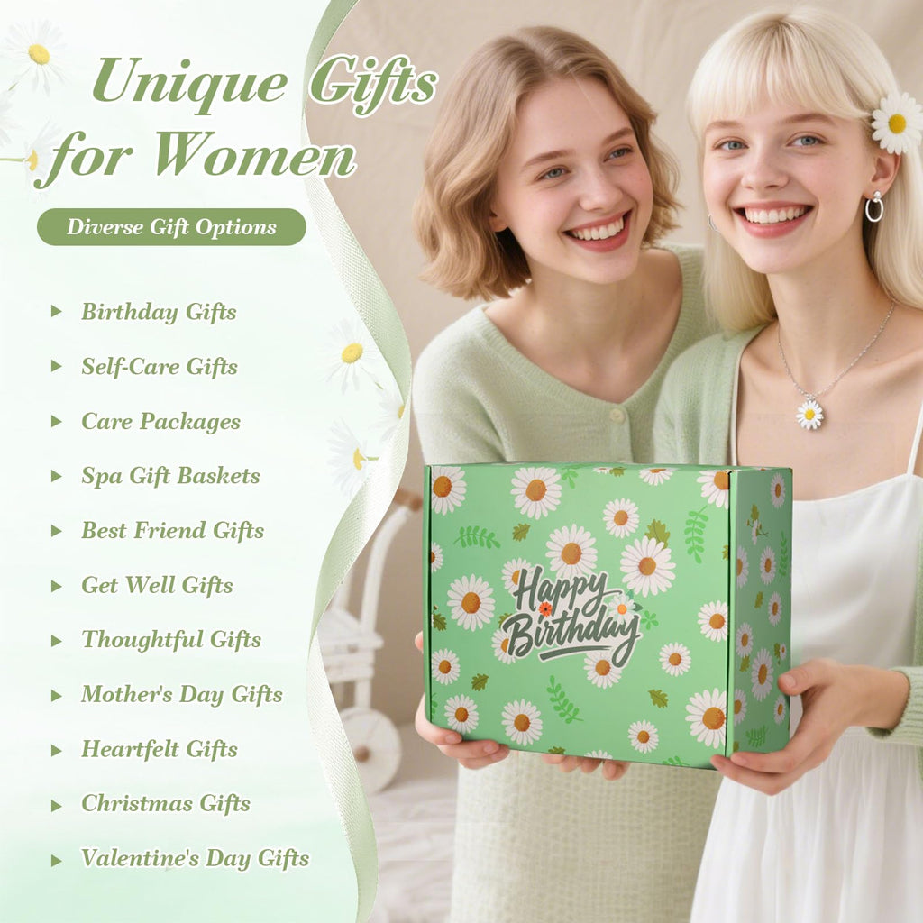 Daisy Birthday Gifts for Women Self Care Gifts Spa Gift Baskets for Women, Happy Birthday Gift Box for Mom Daughter Sister Girlfriend Best Friend,Thinking of You Get Well Gift for Her