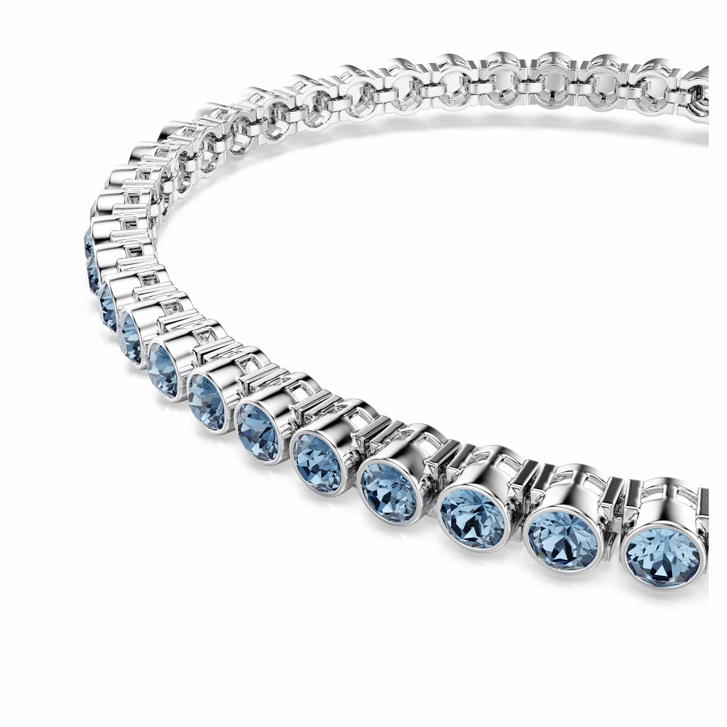 Swarovski Imber Emily Tennis bracelet, Round cut, Blue, Rhodium finish