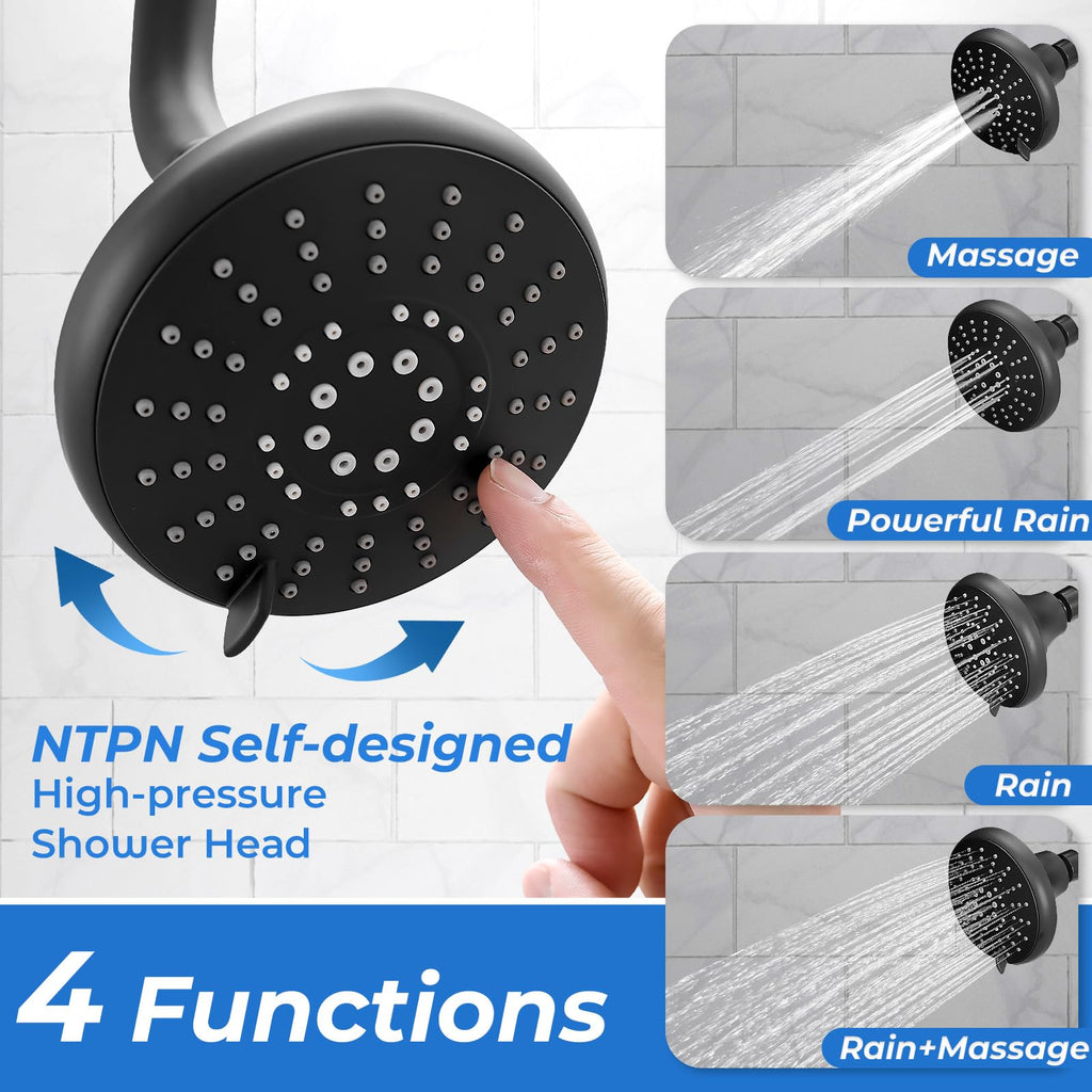 MUTVKA Dual Shower Head for Couples - High Pressure Adjustable Two Showerhead System with 4 Spray Modes, Easy Installation & Anti-Leak Design, Perfect for Two-Person Bathrooms (Black)