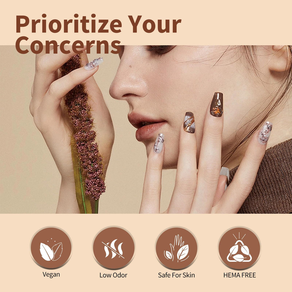 CANNI 6Pcs 9ml Hema-Free Nude Brown Fall Gel Nail Polish Set- Dark Brown Fall Colors Gel Polish Kit DIY at Home Salon Christmas New Year's Gifts for Girls