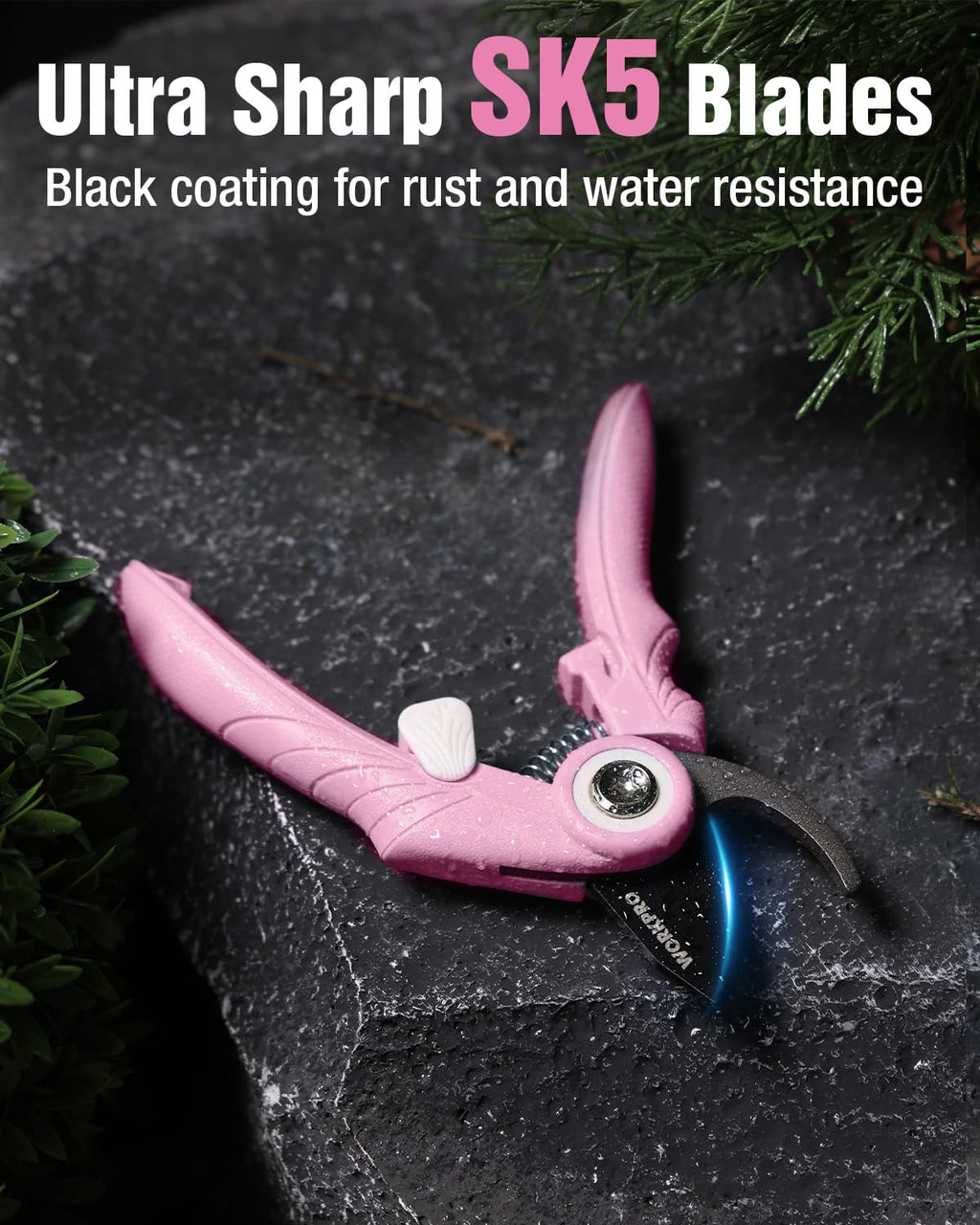 2-Pack 6.9" Garden Pruning Shears, Bypass & Straight Garden Scissors, Pink