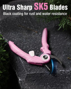 2-Pack 6.9" Garden Pruning Shears, Bypass & Straight Garden Scissors, Pink