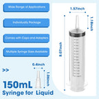 150mL Plastic Syringe for Liquid - 20 Pack Large Syringes with Adapter