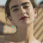 Phyonio Heart Natural Turquoise Earrings for Women - Top AAA Grade, Hypoallergenic 925 Sterling Silver Leverback Dangle Earrings, Trendy Jewelry Gifts