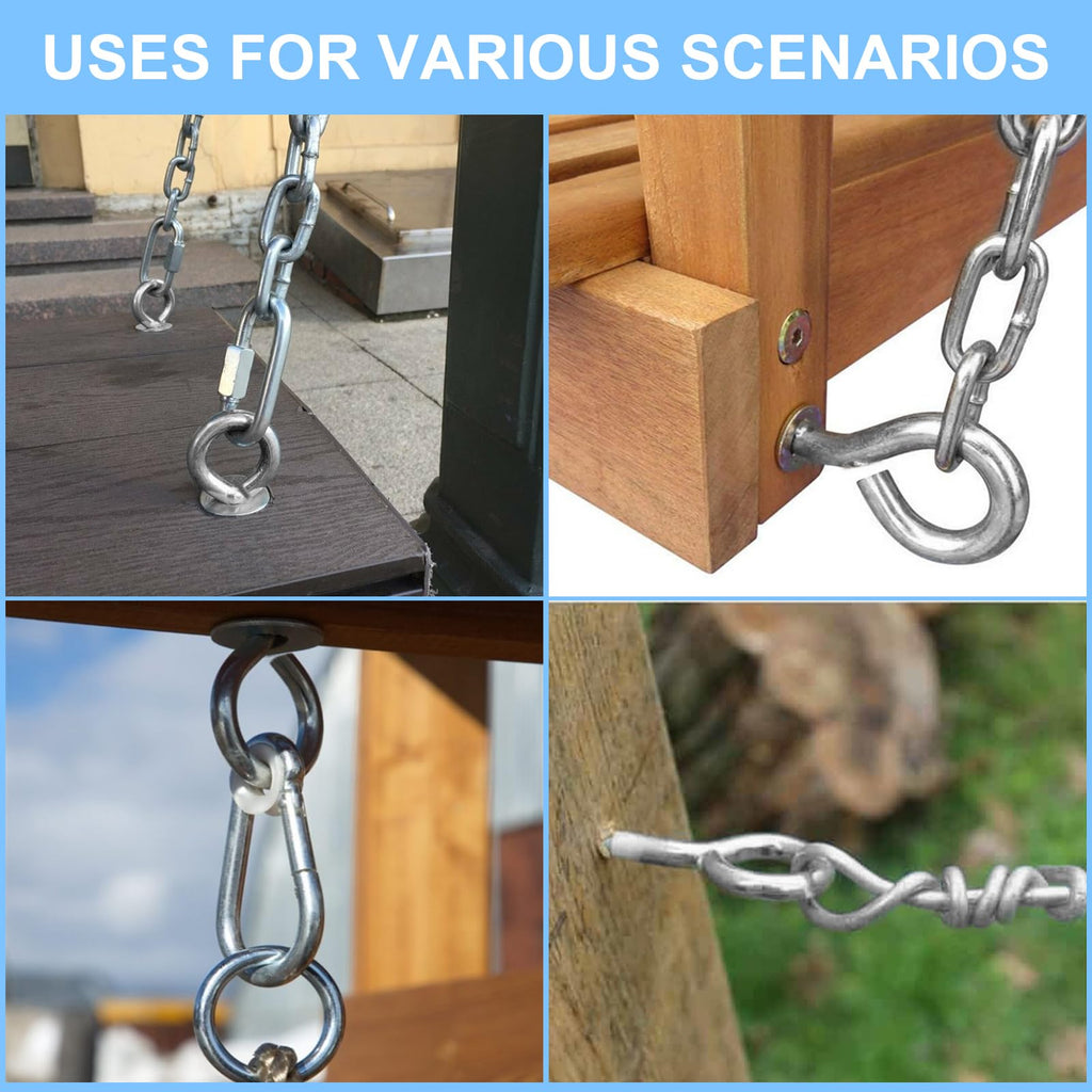 Aovchei Eye Screws, 4 Pcs 6 inches 304 Heavy Duty Stainless Steel Screw Hooks, Rust-Resistant Self Tapping Eyelet Bolts for Wood, Securing Cables Wires, Indoor & Outdoor for Hanging Artwork