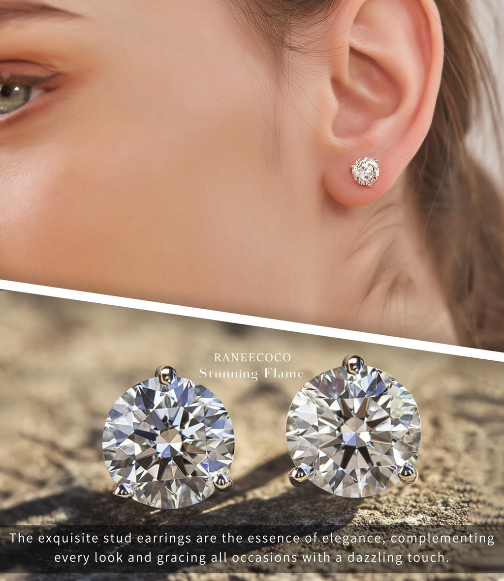 "STUNNING FLAME" 18K Gold Plated Silver Brilliant Cut Simulated Diamond Cubic Zirconia Stud Earrings(yellow-gold-plated-silver, 0.9)