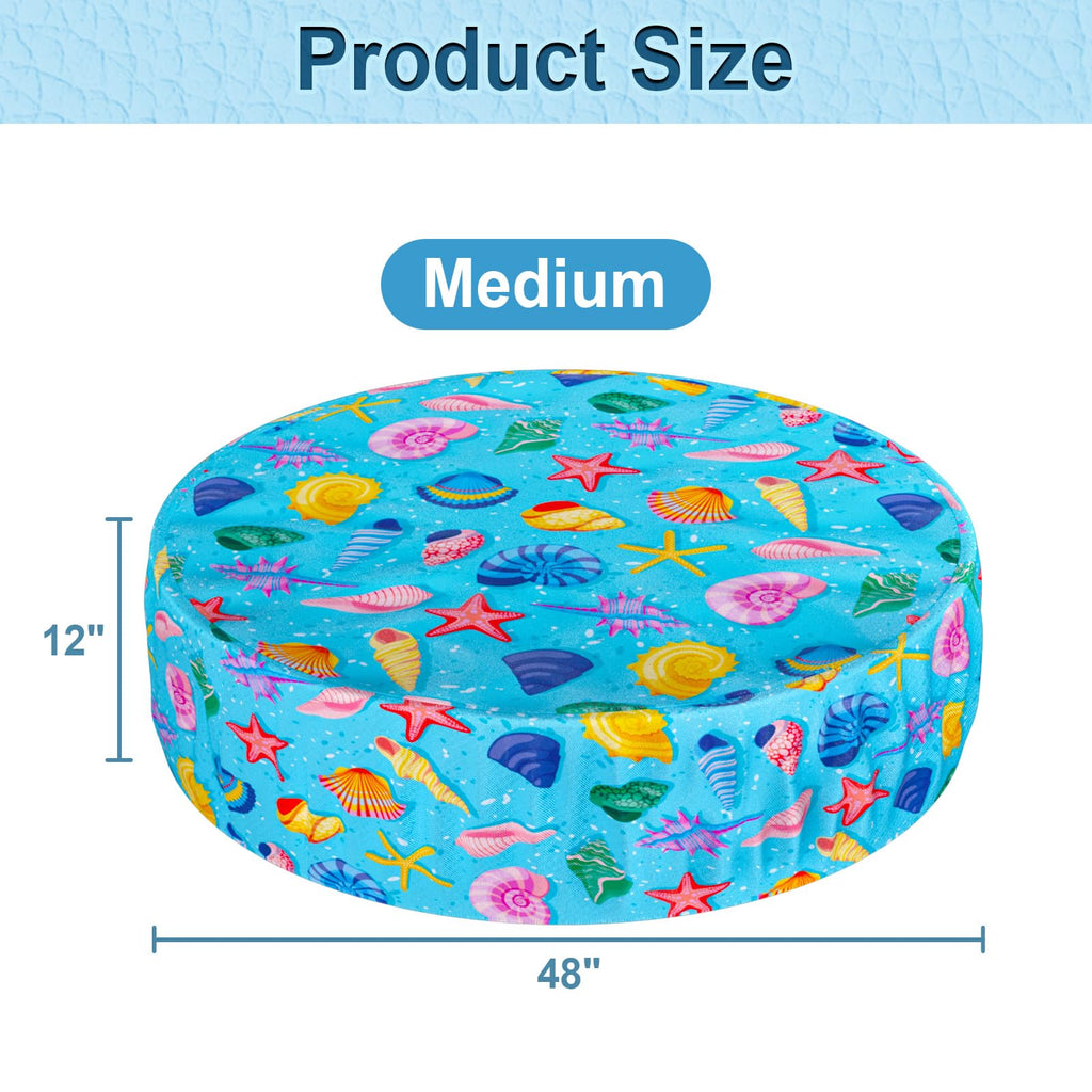 Docuwee Round Dog Pool Cover 48", Foldable Kiddie Solar Cover Fit Dog Collapsible Swimming Pool, Pets Kids Bath Tub, Anti-UV Dustproof Safety Pool Covers, Starfish Patterns