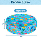 Docuwee Round Dog Pool Cover 48", Foldable Kiddie Solar Cover Fit Dog Collapsible Swimming Pool, Pets Kids Bath Tub, Anti-UV Dustproof Safety Pool Covers, Starfish Patterns